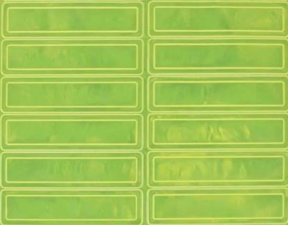 Picture of 1 x 4 Inch, Fluorescent Lime, Prismatic Reflective Stickers (16 per Sheet), PER SHEET