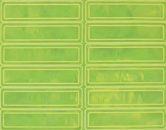 Picture of 1 x 4 Inch, Fluorescent Lime, Prismatic Reflective Stickers (16 per Sheet), PER SHEET